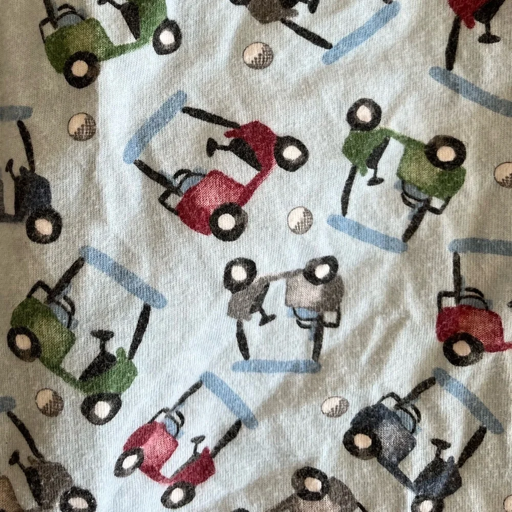 Mudpie Baby Boy One Way Zipper Footed Pajama Blue Green Golf Print Cotton 0-3 M